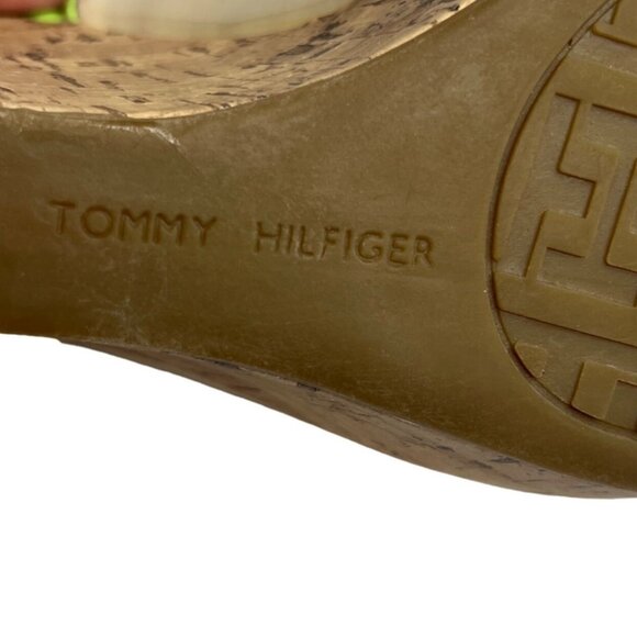 Tommy Hilfiger Wedge Sandals Shoes Womens Size 8 M Tan Green Cork - Picture 9 of 15
